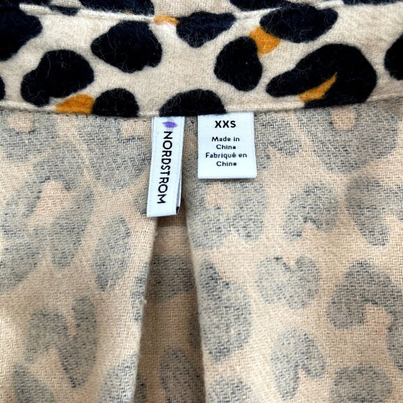 Nordstrom Flannel‎ Patchwork Shore Leopard Print Night Shirt Tan XXS - Picture 4 of 4